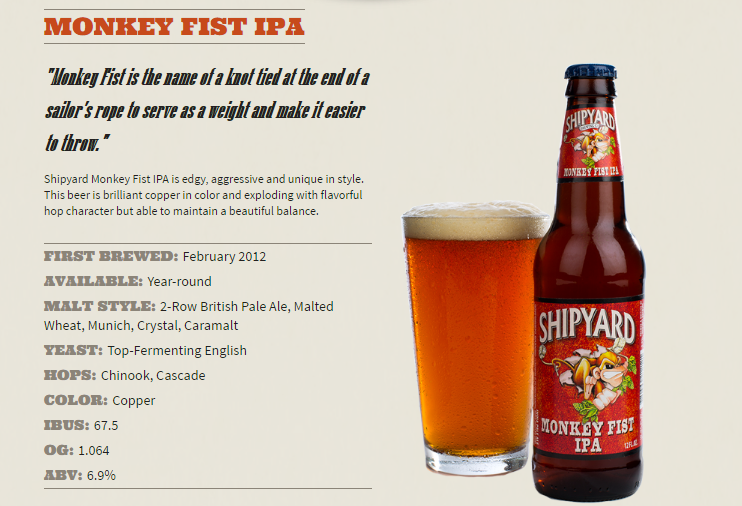 Varsity Club Craft Beer - Shipyard Monkey Fist IPA